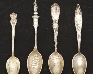 Four Antique Sterling Silver Souvenir Spoons, by Different Makers including Gorham