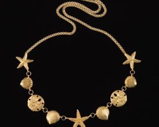 Ladies Gold Seashell Necklace