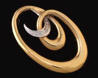 Ladies 18k Gold and Diamond Brooch