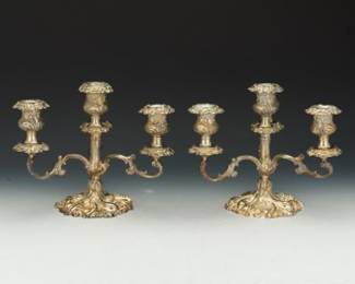 Gorham Pair of Silver Plate FourLight Candelabra, ca. Early 20th Century