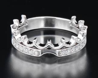 Ladies Gold and Diamond Disney Princess Tiara Ring