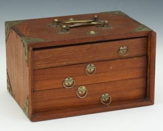Vintage Bone and Bamboo Mahjong Set in Wood Carry Case
