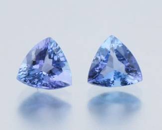 Unmounted Pair 4.11 Ct Total Trillion Cut Tanzanite Gems