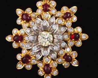 BIRKS Gold, Diamond and Ruby Slider on Chain
