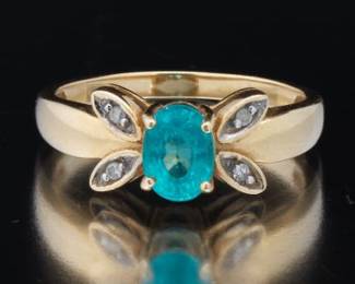 Ladies Apatite and Diamond Ring