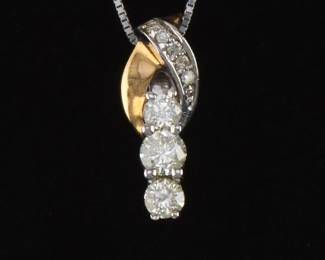 Ladies Delicate Gold and Diamond Pendant on Chain