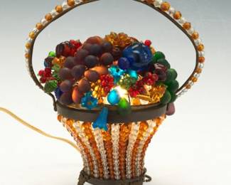 Bohemian Beaded Glass Fruit Basket Lamp