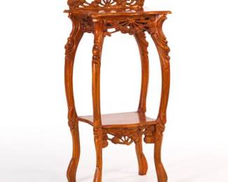 Carved Japanese Art NouveauStyle Plant Stand