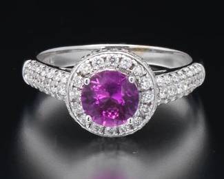 Ladies Gold, Pink Sapphire and Diamond Ring