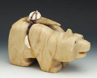 Zuni Style Stone Fetish Bear with Offering Bundle