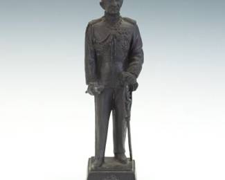 Patinated Metal Sculpture of Hirohito Emperor Showa of Japan