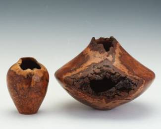 Two Turned Wood Vases