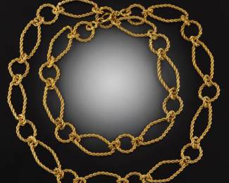 Ladies Elegant Alternating Links Twisted Rope Necklace