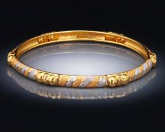 Ladies High Carat Gold TwoTone Bangle