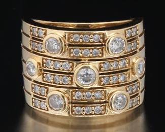 Ladies Gold and Diamond Wide Band