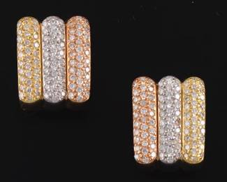 A Pair of TricksColor Gold and Diamond Earrings