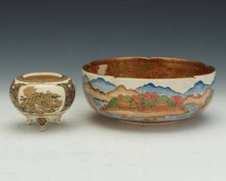 Two Japanese Satsuma Pottery Vessels