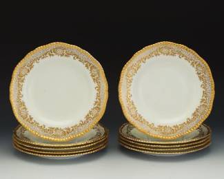 Antique Coalport England Ten Porcelain Dinner Plates, for Gillman Collator Co., Fifth Ave., New York