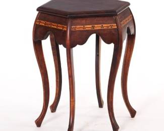 Continental Inlaid Hexagonal Side Table