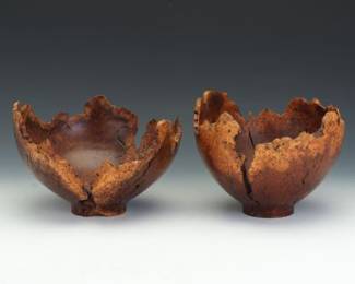 Two Artist Signed Turned Wood Bowls