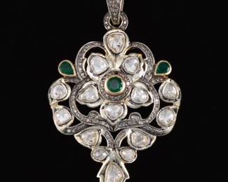 Indian Diamond and Emerald Pendant