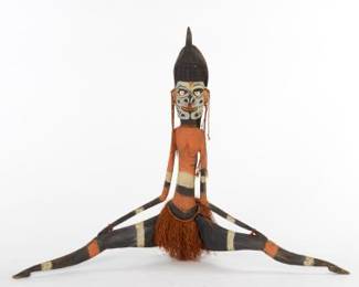 Papua New Guinea Large Carved Painted Wooden Ancestral Female Figure, The Sepia River Region