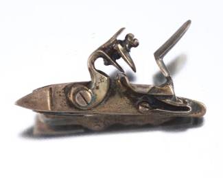Antique Sterling Silver Flintlock Tie Bar