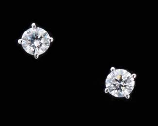 A Pair of Diamond Stud Earrings