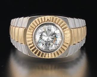 Rolex Style TwoTone Gold and 1.50 Ct Solitaire Diamond Ring