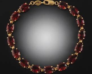 Ladies Gold and Rhodolite Garnet Bracelet