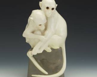Michael Mortl Austrian, active early 20th century, Pair of Monkeys Affenpaar, ca. 1912