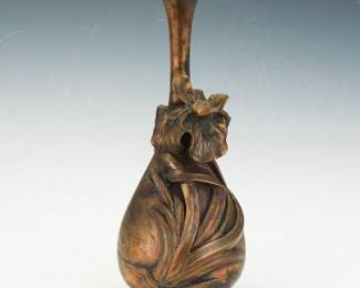 Japanese HighRelief Bronze Copper Alloy Vase