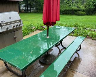 Metal Picnic Table with Umbrella