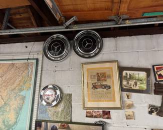 Vintage Hubcaps, Art, Map