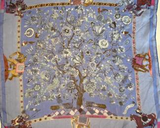 Vintage Hermes silk scarf with rolled hem
