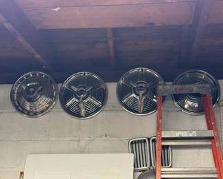 Hubcaps and ladder