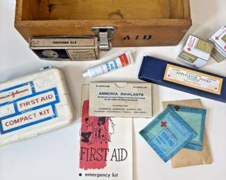 1950s Civil Defense first aid kit original box and contents