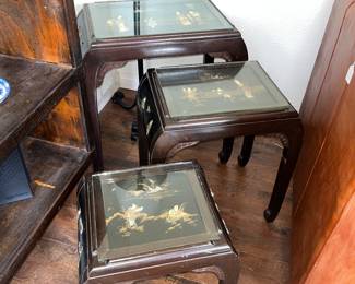 Antique lacquer Asian nesting tables