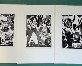 Signed Albert Huie pieces. There are 11 pieces in total.