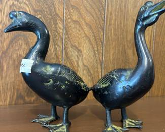 Pair cast iron  Geese (Japan)