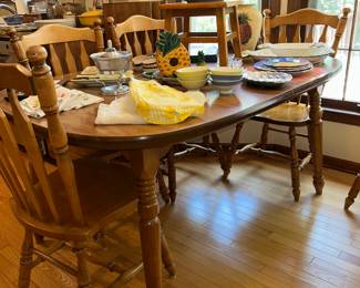 Kitchen table, 3 leaves, 6 chairs