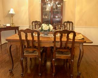Antique French Refractory Table, Eight Louis XV chairs