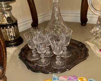 Wine Decanter with 6 cordial glasses (signed)