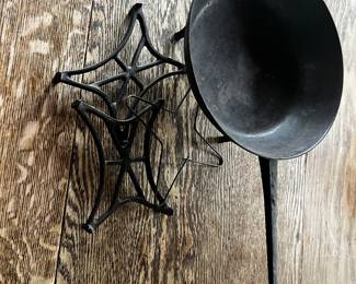 Antique Cast Iron Hand Forged Pan, 8.25" diameter with 3 legs
