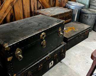 Selection of vintage and antique trunks