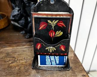 Vintage Hand-painted Tin Matchbook Holder
