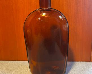 Vintage Amber Bottle, 7.75"