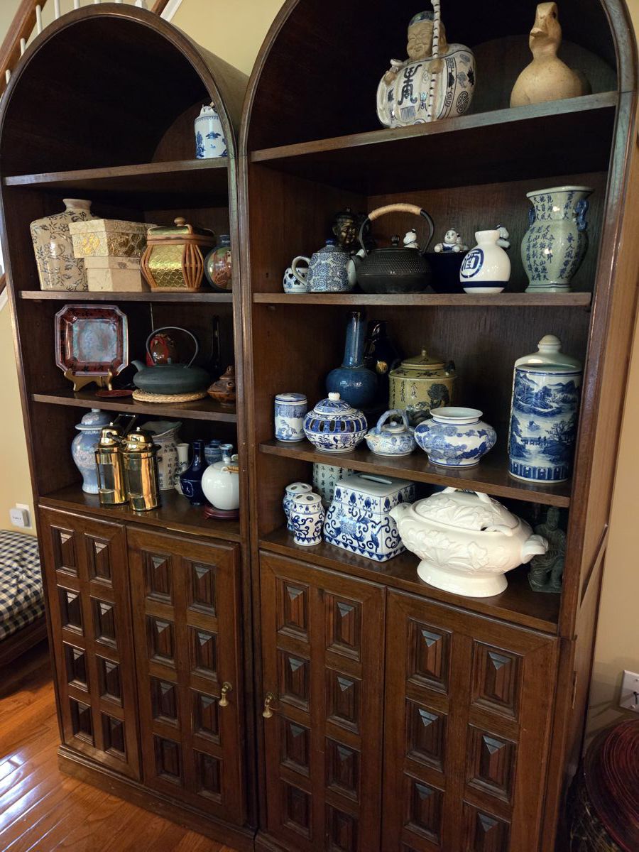Solid Teak wood. Lots of smalls. Vases.