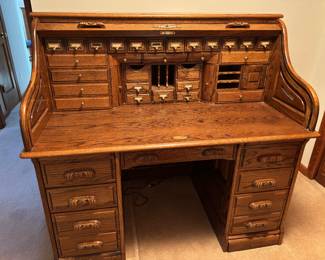 Large oak roll top desk