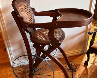 ANTIQUE VICTORIAN CONVERTIBLE HIGH CHAIR/PRAM
